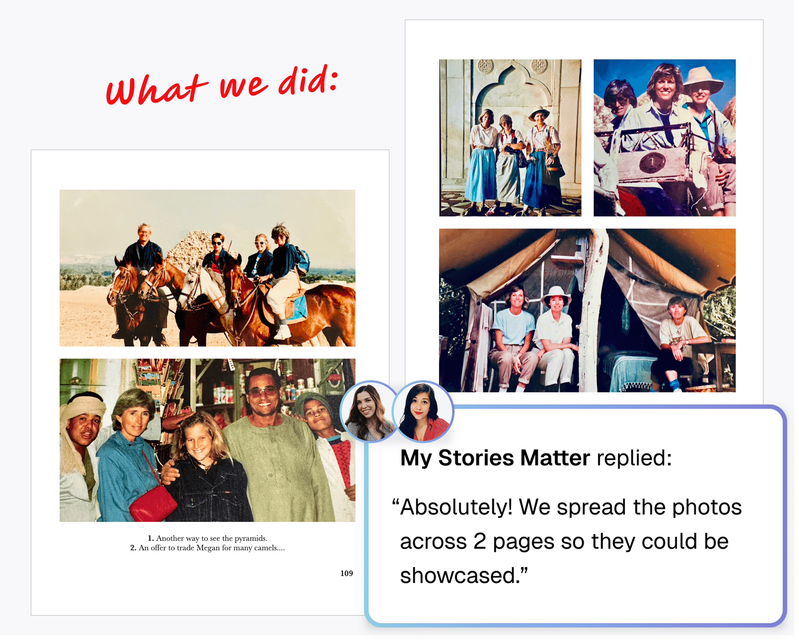 What we did: spread the trip photos across two pages