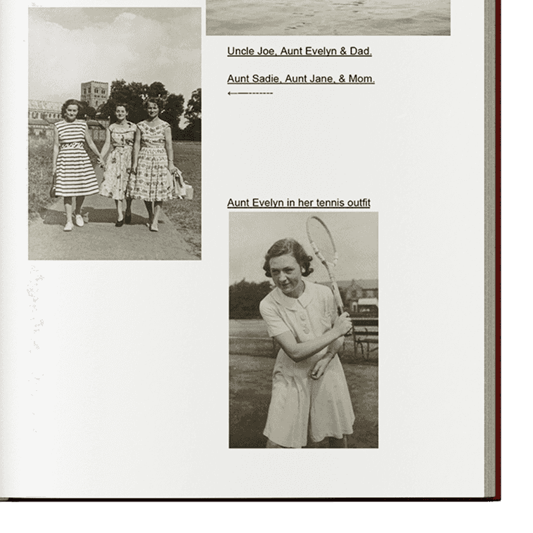 Disorganized family snapshots on a page