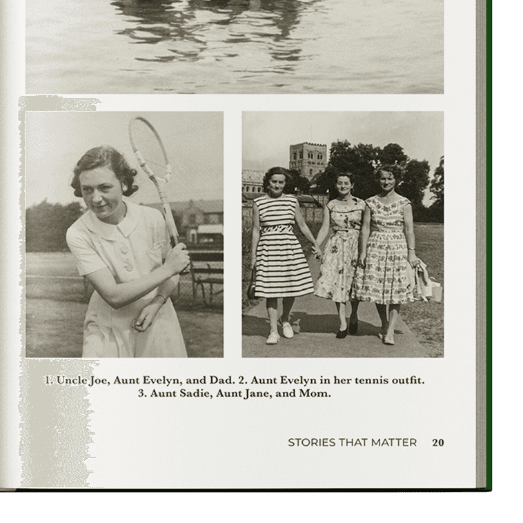 Family snapshots arranged as a curated gallery